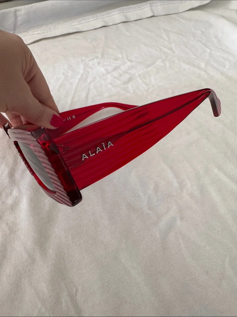 Alaïa Red Rectangular Women's Sunglasses new in box